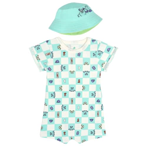Disney Baby Boys' 2-Piece Romper and Bucket Hat Set Newborn to Infant