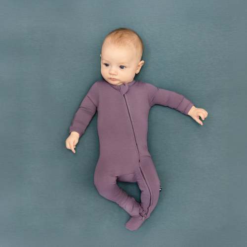Larkspur Baby | Baby Footie Pajamas | Zip Footie in Plum