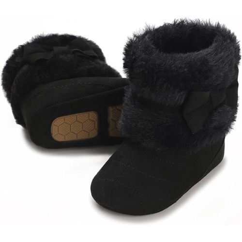 E-FAK Baby Boy Girl Boots Newborn Shoes Winter Snow Bowknot Anti-Slip Soft Sole Warm Infant Toddler Prewalker Booties