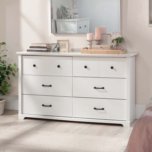 Free Shipping! Mainstays Harrington White Finish 6 Drawer Dresser with Organization and Safety Features