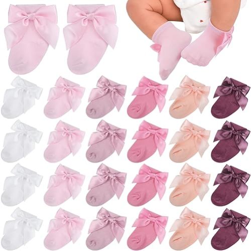 Toulite 12 Pairs Preemie Socks Baby Girls Boys Premature Ruffle Turn Cuff Cotton Sock Hospital NICU for Newborn