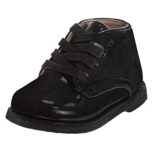 Josmo Baby Boys Girls Unisex Walking Shoes First Step Walker Lightweight Synthetic Non, Slip High Top, Black Patent, Size: 2