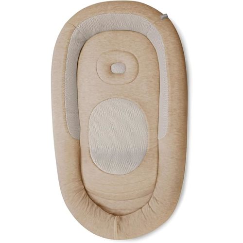 Inglesina Welcome Pod Baby Lounger (0–8 Months) – US Compliant Infant Lounger with Ergonomic Support for Supervised Tummy Time & Play, Breathable Bamboo & 3D Mesh, Warm Beige