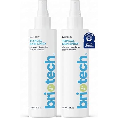 BRIOTECH Topical Skin Spray, Hypochlorous Acid Spray for Sensitive Skin, HOCl Facial Mist, Full Body Support Against Irritation, Calm Redness, Soothe Foot & Scalp, 4 oz (2 Pack)