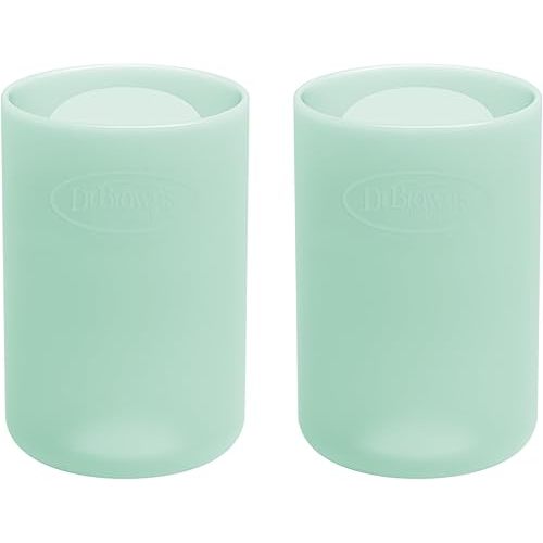 Dr. Brown's Options+ Narrow Glass Bottle Sleeves, 100% Silicone, Mint, BPA-Free, 4 oz, 2-Pack