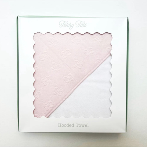 Terry Tots Hooded Towel, Pink Jacquard Bows