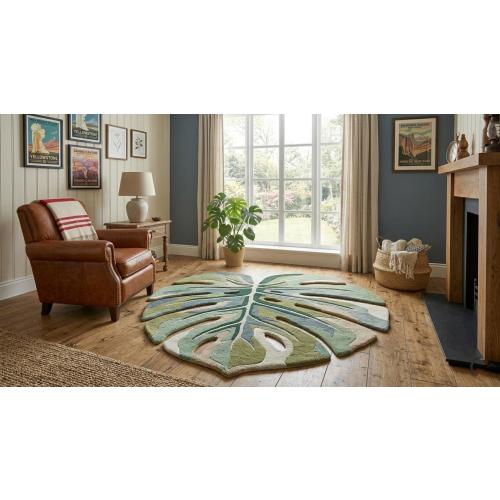 Leaf Nursery Rug, Monstera Kids Rug, Botanical Baby Room Carpet