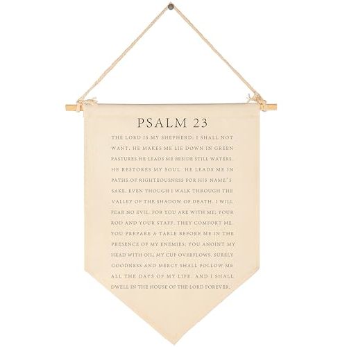 Bible Verse Hanging Flag Decor-Living Room Bedroom Front Door Sign-Christian Farmhouse Decor- Psalm 23-Housewarming Gift-Scripture Banner Gift