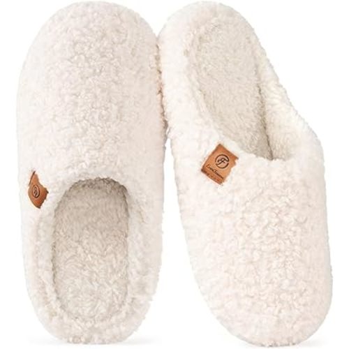 EverFoams Women’s Fuzzy Slippers Slip-on Memory Foam Indoor House Shoes