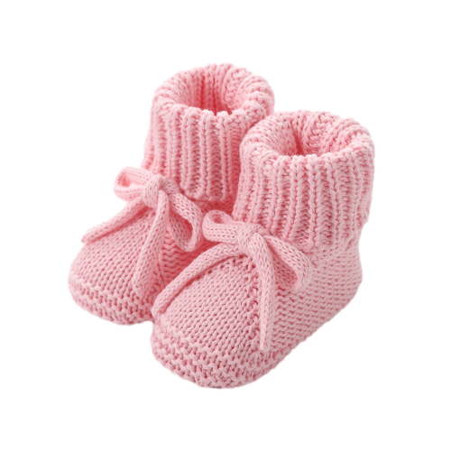 OOOUM Newborn Knit Booties Soft Sole Non-slip Breathable Knit Baby Sock Shoes Bow Tie Infant First Walkers