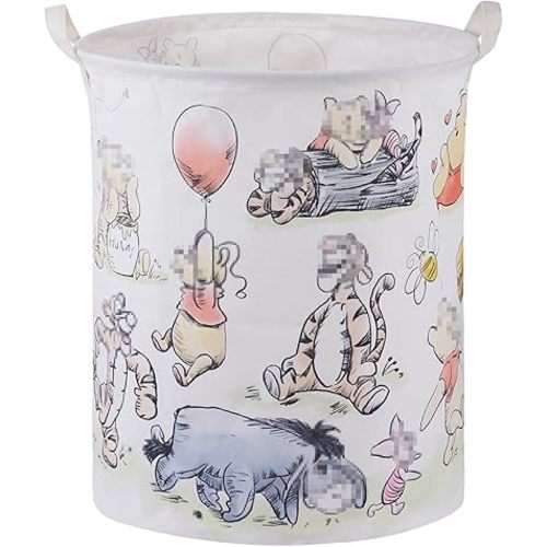 Bear Storage Basket,Nursery Large Hamper Canvas Laundry Basket Foldable With Waterproof Pe Coating,For Kids Boys And Girls, Bathroom, Bedroom, Clothes,Toy Bin