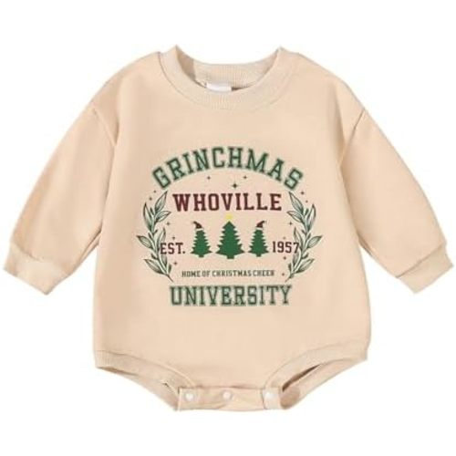 Infant Baby Boy Girl Christmas Outfit, Newborn Christmas' Shirts Crew Neck Romper Sweatshirt Clothes 3 Month 6M 12M