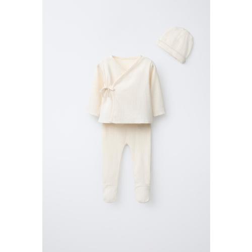 POINTELLE HEART LAYETTE SET AND POUCH - Butter | ZARA Canada