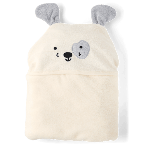 Baby Embroidered Dog Hooded Towel - Cream