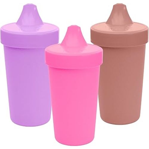 Re-Play Spill-Proof Sippy Cups for Toddlers - Kids Reusable 10 Oz Set of 3, Dishwasher & Microwave Safe, Made in USA, Berry