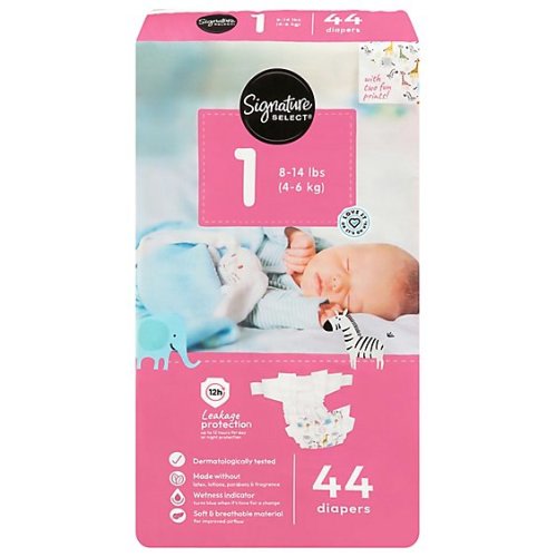 Signature Select/Care Premium Baby Diapers Size 1 - 44 Count
