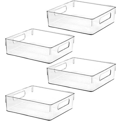 Clear Plastic Storage Bins, Pantry Organizers and Storage, Kitchen Organization and Storage Containers Bins for Organizing, Fridge, Freezer, Bathroom, Pantries, Medicine Cabinet Organizer Bin