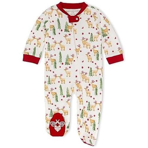 Burt's Bees Baby Baby Girls Pajamas, Zip Front Non-Slip Footed Sleeper Pjs, 100% Organic Cotton