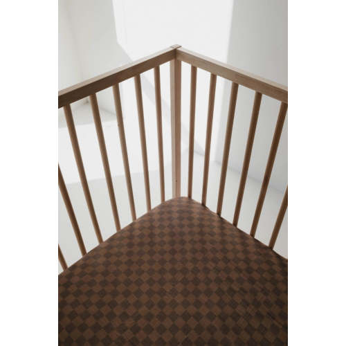 Muslin Crib Sheet | Faded Brown Checkerboard