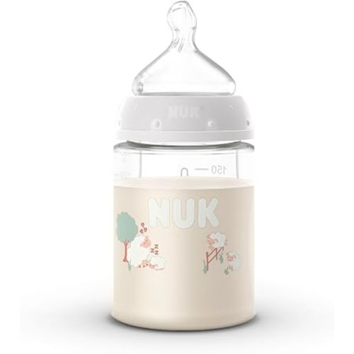 NUK First Choice Smooth Flow Bottle, 5oz, 1-Pack, Peach Sheep