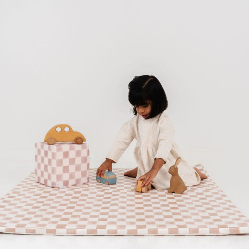 Toki Kids Standard Vegan Leather Play Mat - Checker Toffee