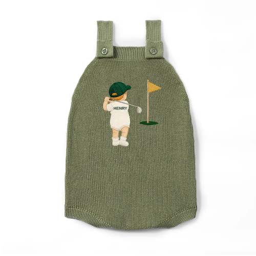 Personalized Baby Golf Button Romper