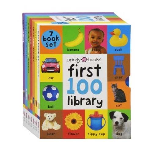 Priddy Books First 100 Library: 7 Book Set (First Book of Colors/Words/Trucks/Numbers/Animals/Farm Words/Numbers Colors Shapes)