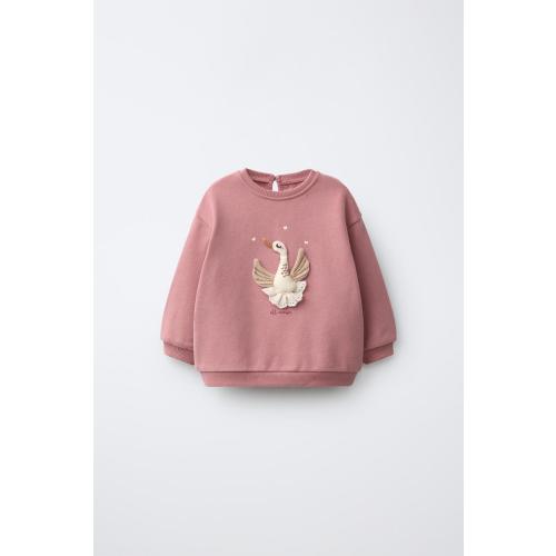 SWAN APPLIQUÉ SWEATSHIRT - Dark pink | ZARA United States