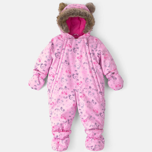 Baby Girl 1 Piece Bear Snowsuit- Pink | Carter’s Oshkosh Canada