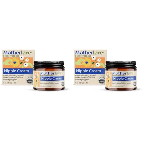 Motherlove Nipple Cream (1 oz) Organic Lanolin-Free Nipple Cream for Breastfeeding—Benefits Nursing & Pumping Moms (Pack of 2)