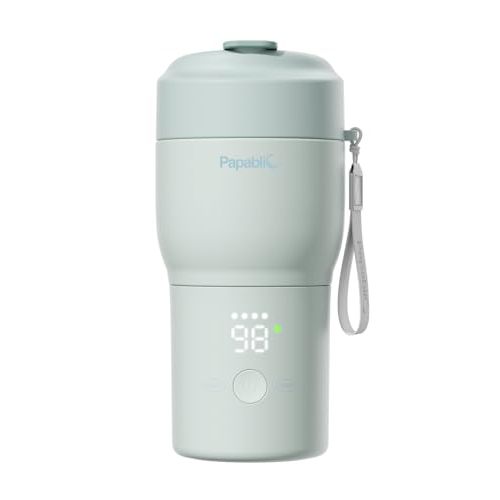 Papablic Portable Bottle Warmer Pro — 115W Fastest Heating, Built-in Sterilizer, Baby Milk Warmer On The Go for Travel and Home, 5 Temp Settings and Keep Warm for Breastmilk & Formula (Mint Green)