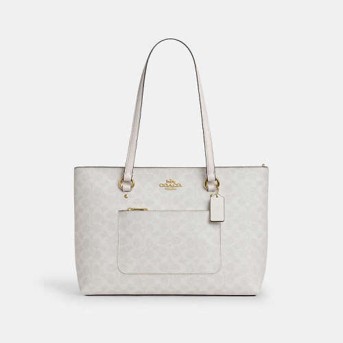 Station Tote Bag In Signature Canvas Gold/Tan/Brown