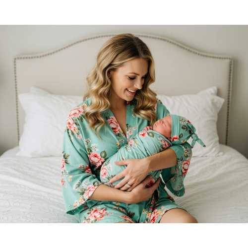 Maternity Matching Robe and Swaddle Set, Hospital Robe, Floral Swaddle Robes, Baby Gift, Mommy and Baby Robes, Rayon Floral Robes