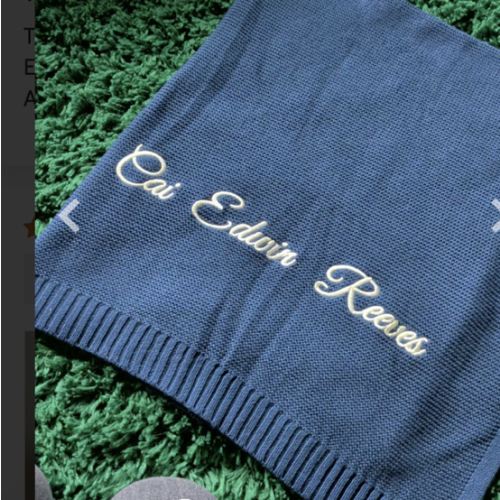 Personalized Embroidered Baby Name Blanket – Soft Cotton Knit Newborn – KnittyBaby