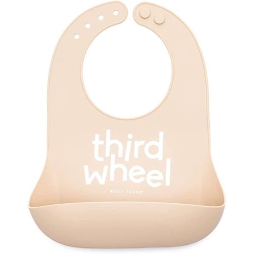 Bella Tunno Wonder Bib – Waterproof Silicone Bibs for Boys & Girls, Non-toxic & BPA Free Silicone Baby Bibs & Toddler Bibs with Adjustable Neck, Easy to Clean (Third Wheel)