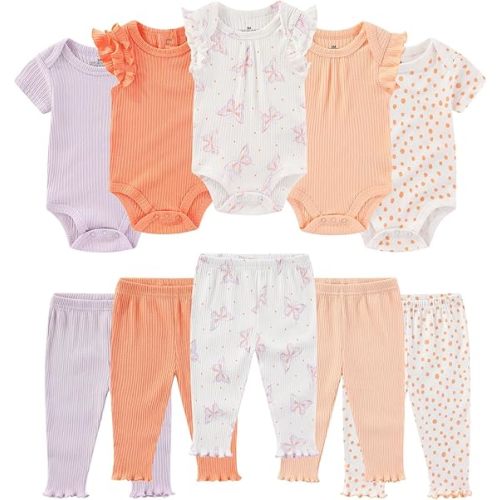 Baby Bodysuit and Pant Set Summer Ribbed Mix Match Infant Boy Girl Clothes Outfits