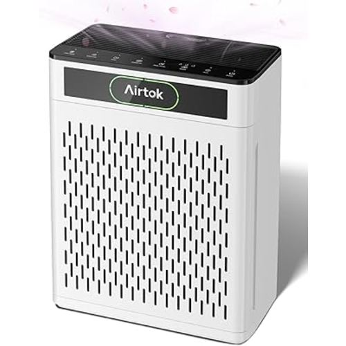 Air Purifiers for Home Large Room Up to 1848sq.ft, Airtok Air purifier for Home Pet, Washable Pre-Filter Air Quality Monitor HEAP Sleep Mode Air Cleaner for Bedroom, Dorm room, Office, AP3001 White