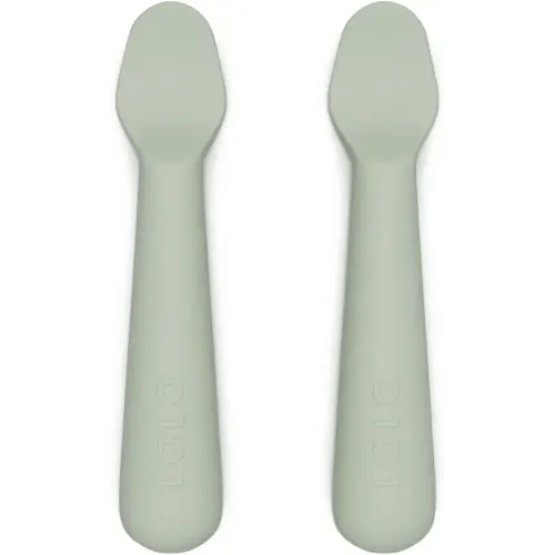 Lalo Little Spoon Set - 2 Piece Baby Spoons Set for Infants & Babies - Made From Food Grade Silicone Dishwasher Safe - Baby Feeding Essentials for Early Stage Mealtime - Sage