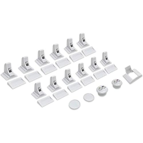 Magnetic Cabinet Locks (12 Locks + 2 Keys) with Adhesive, Easy Installation Tool - Child Proof Drawers - No Tools Or Screws Needed - Jool Baby