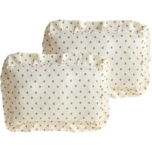 100% Cotton Muslin Toddler Pillowcase 2 Pack，13"x 18" Ultra Soft Breathable Travel Pillow Case Cover,Ruffle Pillow Case for Newborn,Nursery,Boys,Girls,Machine Washable