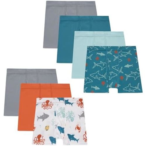 Hanes Boys' Organic Cotton, Pure Comfort Boxer Brief Underwear for Toddlers, Multipacks