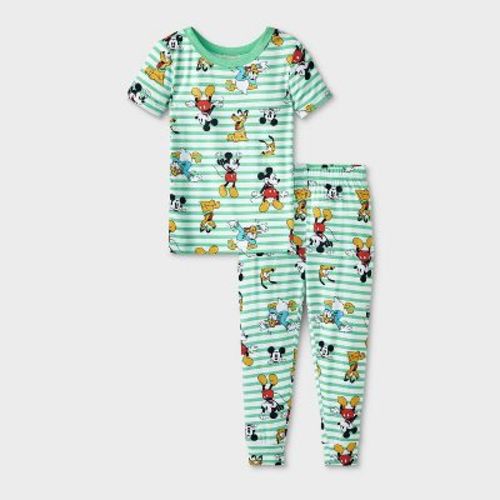 Toddler 2pc Mickey Mouse & Friends Viscose Snug Fit Pajama Set - Green 3T