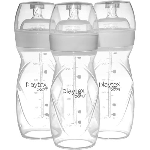 Playtex Baby Anti-Colic Nurser Bottle with Pre-Sterilized Disposable Drop-Ins Liners, 8 Oz Bottles (3 Count), Bottles for Newborn and Breastfeeding Babies, Feeding Essentials