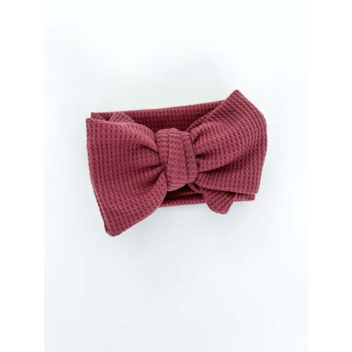 CHUNKY WAFFLE BOW HEADBAND - PLUM