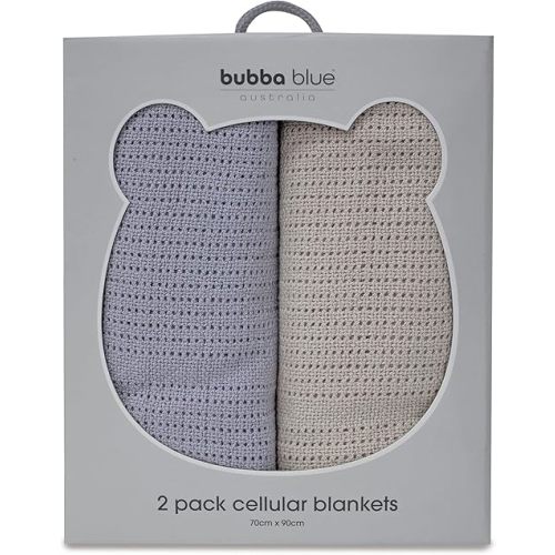 Bubba Blue Cellular Baby Blanket, 70 x 90 cm Size, Grey/Sand (Pack of 2) 200.0 Grams