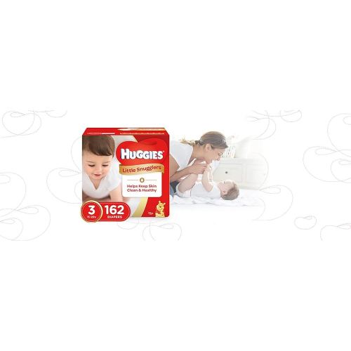 Huggies Little Snugglers Baby Diapers, Size 3, 162 Count, Unscented, Hypoallergenic, DryTouch Liner, Pocketed Waistband, Wetness Indicator, Double Grip Strips