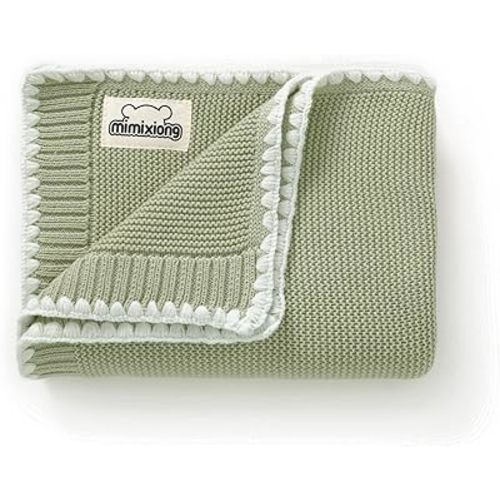 mimixiong Cotton Baby Blanket Gender Neutral Nursery Swaddling Blanket for Shower Gift Registry for Baby Sage Green 40 x30 Inch