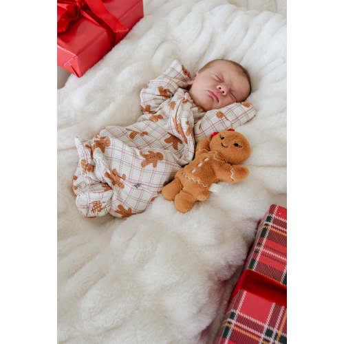 Christmas Bamboo Waffle Zipper Footie in Gingersnap | Caden Lane