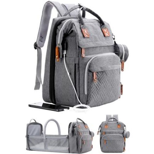 Narwey Diaper Bag Backpack with Changing Station, Large Diaper Bag, Baby Bag, Multifunctional Diaper Bag, Gray