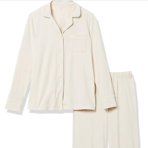 Amazon Essentials Women's Cotton Modal Long-Sleeve Shirt and Full-Length Bottom Pajama Set